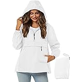 Avoogue Womens Rain Jacket with Hood,Pullover,Packable,Lightweight,Windbreaker,Waterproof,Breathable.