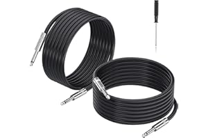 EPYOADO 2 Pack 50 feet 1/4" to 1/4" Speaker Cables, 12 AWG Professional 6.35mm to 6.35mm Stereo Audio Cable Heavy Duty Cord Wire Guitar Speaker Cable