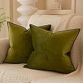 JUSPURBET 24x24 Pillow Covers Set of 2 Decorative Throw Pillow Covers Case for Couch Sofa Bed Soft Velvet Cushion Covers with Hidden Zipper for Home Decor Living Room,Olive