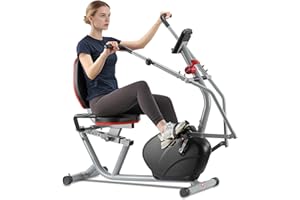 ECHANFIT Recumbent Exercise Bike with Arm Exerciser for Home - Elliptical Recumbent Cross Trainer with Backlit Display, Pulse Sensor, 8-Level Magnetic Resistance, 380LBS Weight Capacity