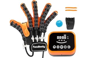 FocuBoody Rehabilitation Robot Gloves Equipment for Stroke Recovery, Hand Strength Exercise, and Adaptive Training Hemiplegic Finger with USB Chargeable Orange (Size Large) Right Hand