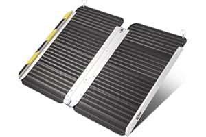 BEJONI 2FT Black Folding Portable Wheelchair Ramp, Non-Slip Aluminum Threshold Ramp for Home Steps and Doorways, Handicap Ramp for Home Use, Scooter Ramp for Car，600 LBS Weight Capacity