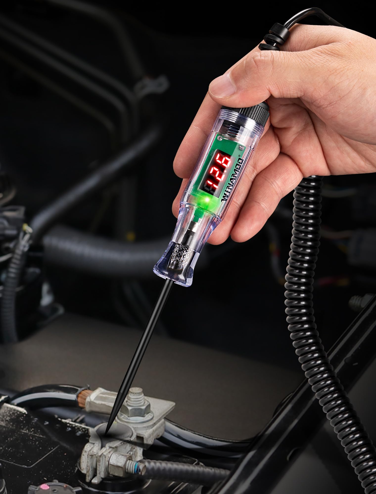 Automotive Test Light with 3-48V LED Digital Voltage Display, Auto Circuit Tester with Voltmeter & Dual Color Polarity Indicate, Electric Test Pen w/Stainless Probe for Car/Truck/SUV Checker