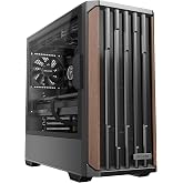 Okinos Genuine Walnut Wood PC Case, Support 360mm Radiator on Top, Pre-Installed 4 x 120mm PWM Fans ATX Case, Type-C Port, Magnetic Tempered Glass Side Panel, Black Computer Case, Cypress 7