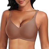 DOCUMO Wireless Bras for Women No Underwire Seamless Push Up Bras with Support and Lift, V Neck Bralette with Bra Extender