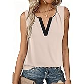 Avanova Sleeveless Blouses for Women V Neck Tank Top Work Business Casual Shirt
