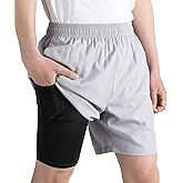 TLAENSON Boys Athletic Shorts with Compression Liner, Kids 2 in 1 Quick Dry Basketball Running Shorts with Pockets