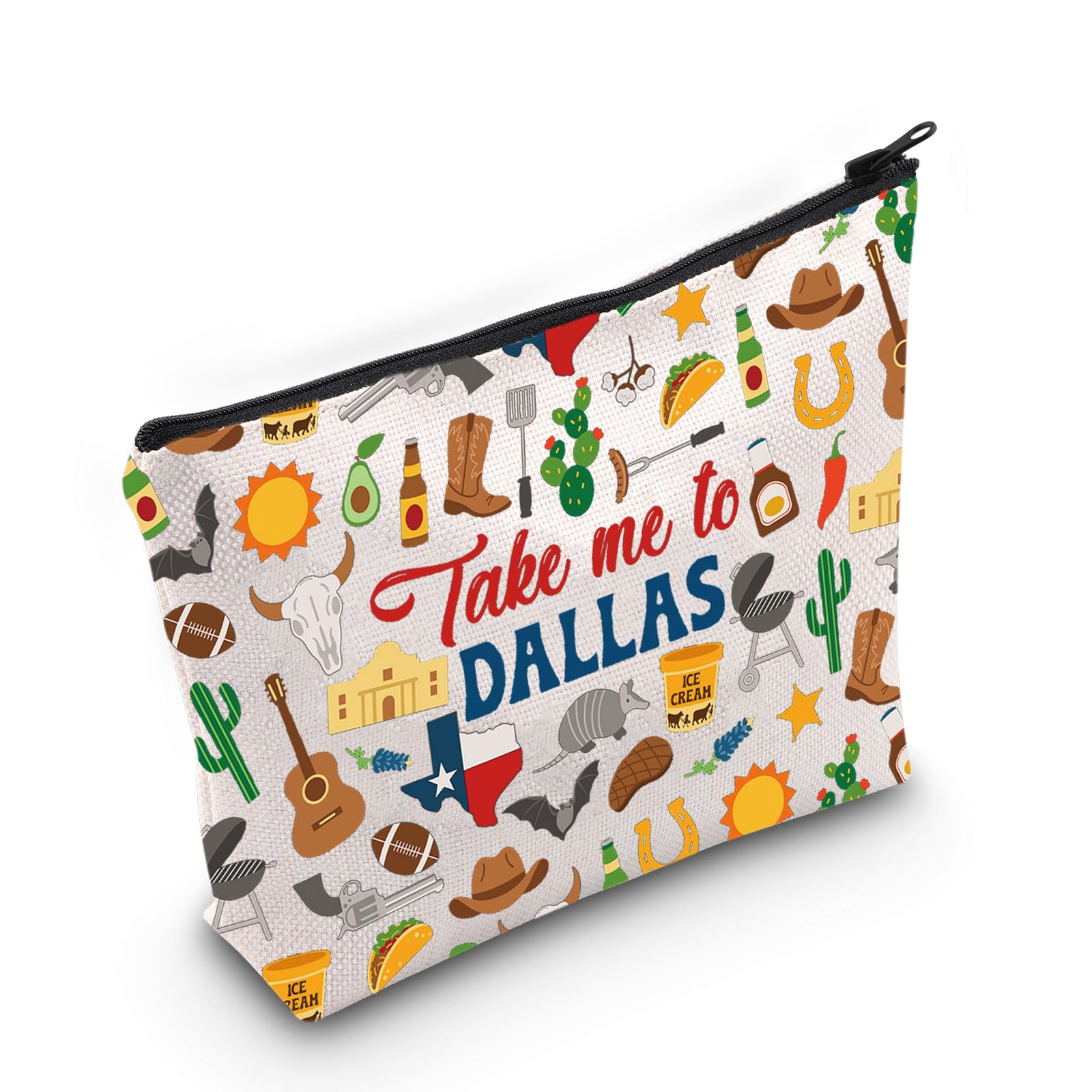 WZMPA Dallas Texas Trip Cosmetic Bag Dallas Souvenirs Gifts Take Me To Dallas Zipper Pouch Bag Dallas Travel Gift, Take Dallas, Fit