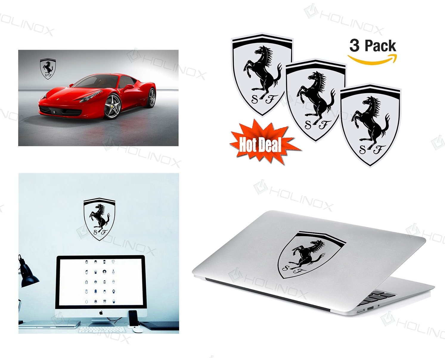 Ferrari Logo Stickers Decal Set of 3 Decals High Resolution
