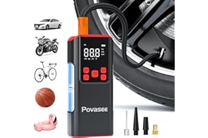 Tire Inflator Portable Air Compressor Povasee 150PSI Portable Air Pump for Tires Cordless Car Tire Inflator with LCD Display,Flashlight, 2X Tire Pump Faster suit for Cars Bikes Motorcycle Ball