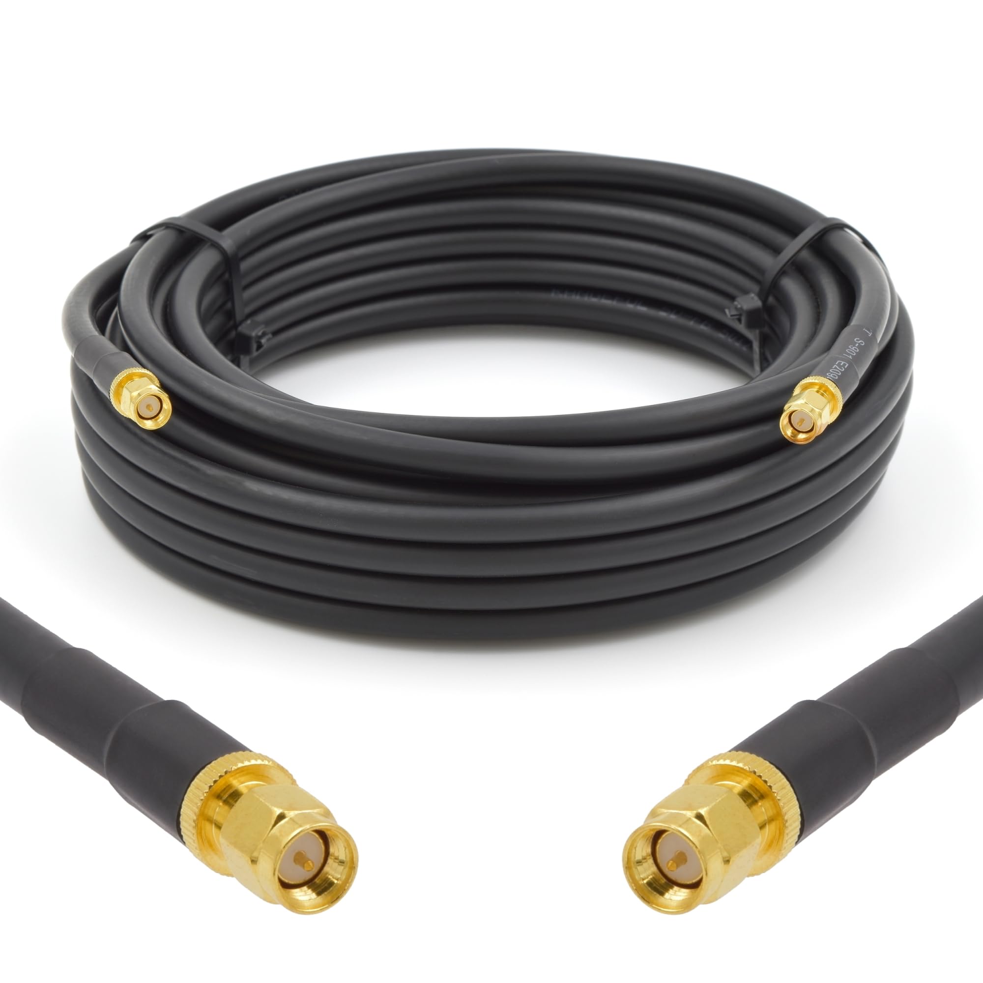 RANGEFUL SMA Cable 20m 65.6ft Ultra Low Loss Coax Cable 5D-FB Ø7.5mm Extension Lead Black SMA Male to SMA Male Coaxial 50ohm for 4G 5G Router Aerial WIFI GPS Antenna