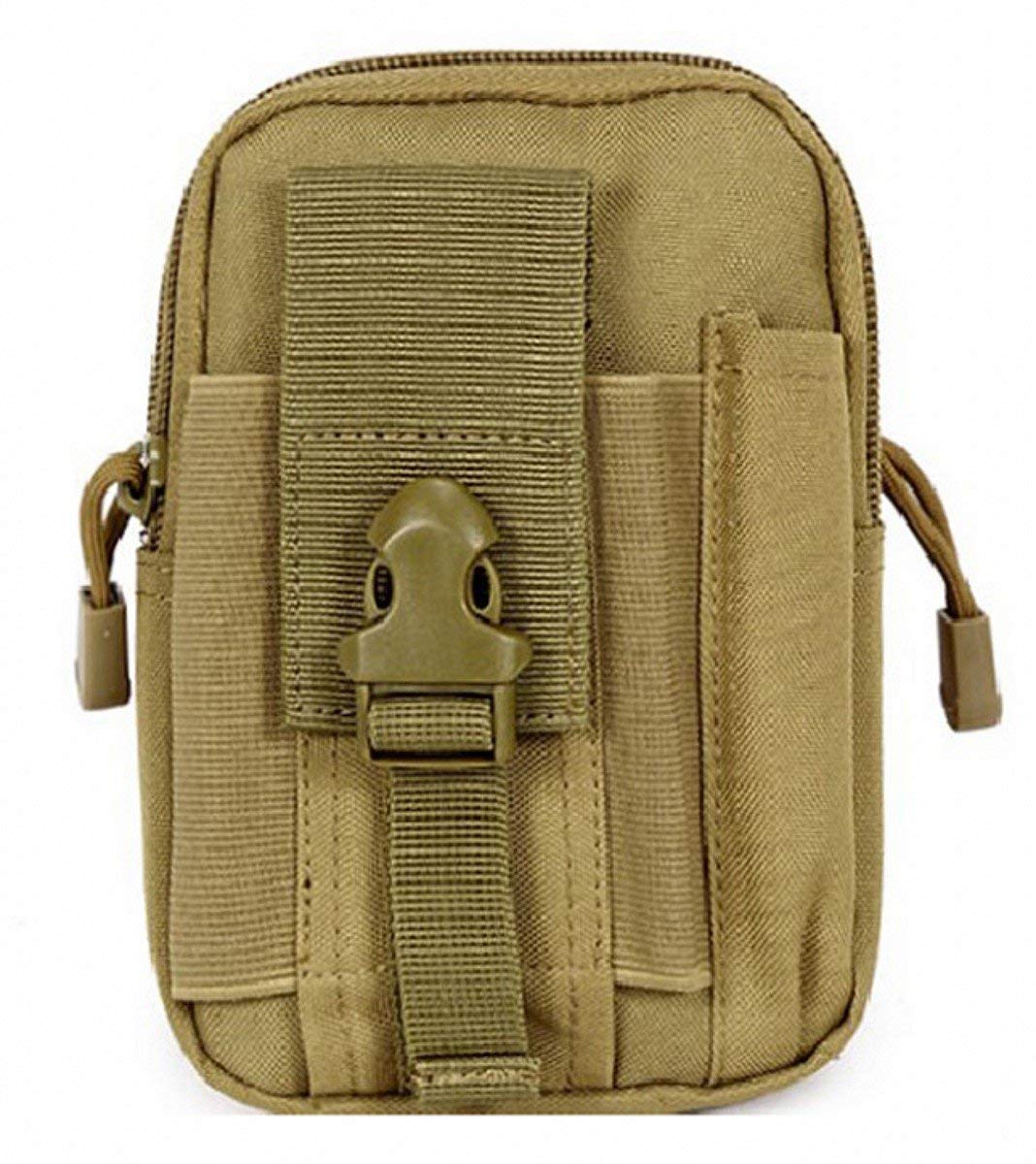 Lisirs Molle Pouch Compact EDC Utility Tactical Pouches Multipurpose Gadget Belt Pouch Waist Tool Bag with D Carabiner Khaki