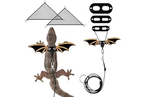 XINRUI 3 Pack Leather Wing Lizard Harness with Bearded Dragon Flying Decoration,2 Pack Bearded Dragon Hammock,Bearded Dragon Outfits Adjustable Leash Bearded Dragon Accessories