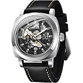 SAPPHERO Mens Watches Leather Skeleton Automatic Watches for Men | Leather Strap,Designed for Daily Commute &amp; Business Meeting,50M Waterproof,Original quality movement