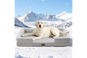 COZY KISS Cooling Dog Bed for Extra Large Dogs 44x32 inch, Q-Max >0.4 Summer Cool Orthopedic Foam Pet Sofa Bed with Sides, XL