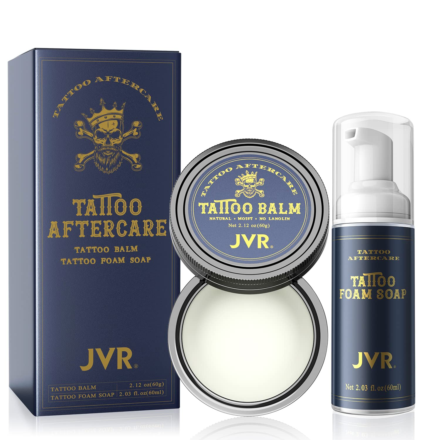 Tattoo Aftercare kit, JVR Tattooing Balm and Foam Soap for Tattoos skin cleaning, Soothing, Moisturizing, Color Enhancement (Sweet)