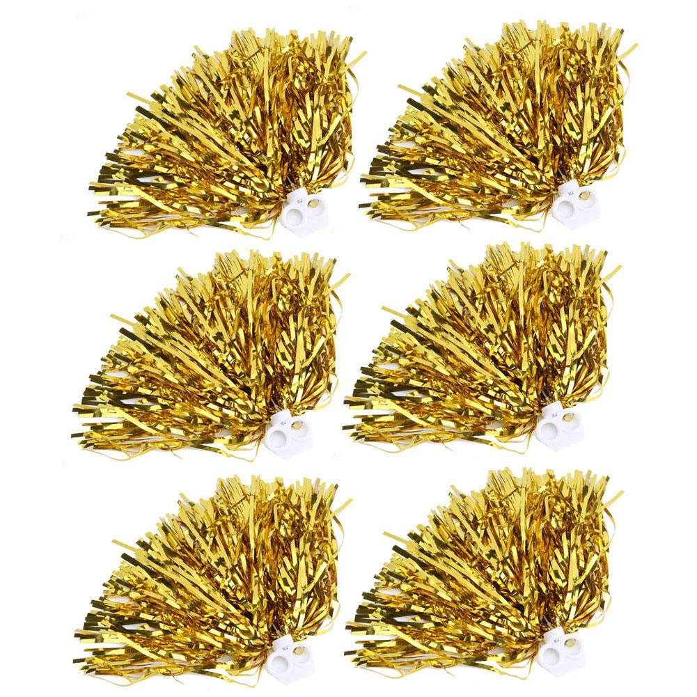 Keenso Cheerleading Poms, 6pcs 7 Colors Cheerleader Pom Poms for Sports Party Dance (Gold) sports bag