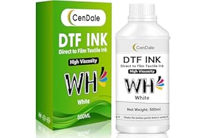CenDale DTF White Ink 500ML - Upgraded 3.0-5.0 cP Viscosity DTF Transfer Ink for DTF Film, Refilled Ink for ET-8550 XP-15000 