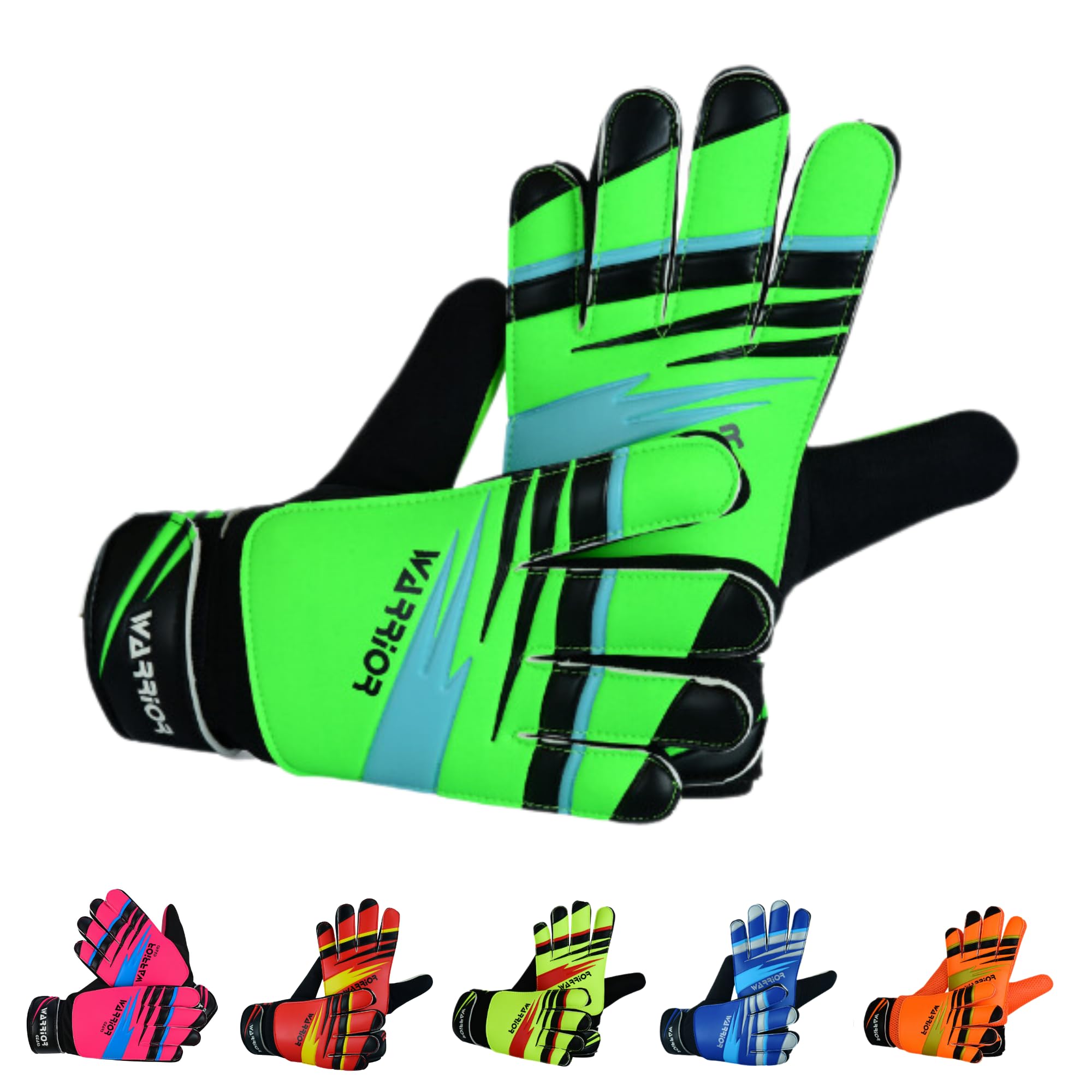 warrior gears Goalkeeper Glove Kids, Football Goal Keepers Gloves, Goalie Glove Kids with Double Wrist Protection, Junior Goalkeeper Gloves