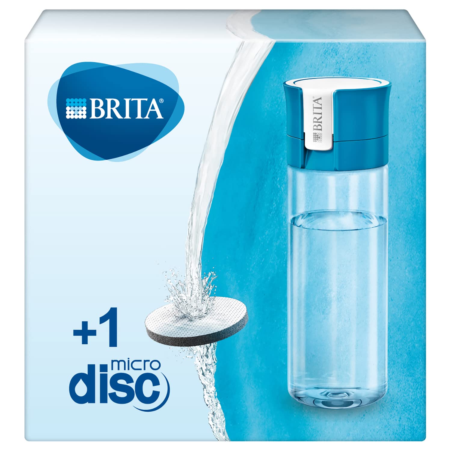 BRITA Water Filter Bottle, Reduces Chlorine and Organic Impurities, BPA Free, Blue, 600 ml