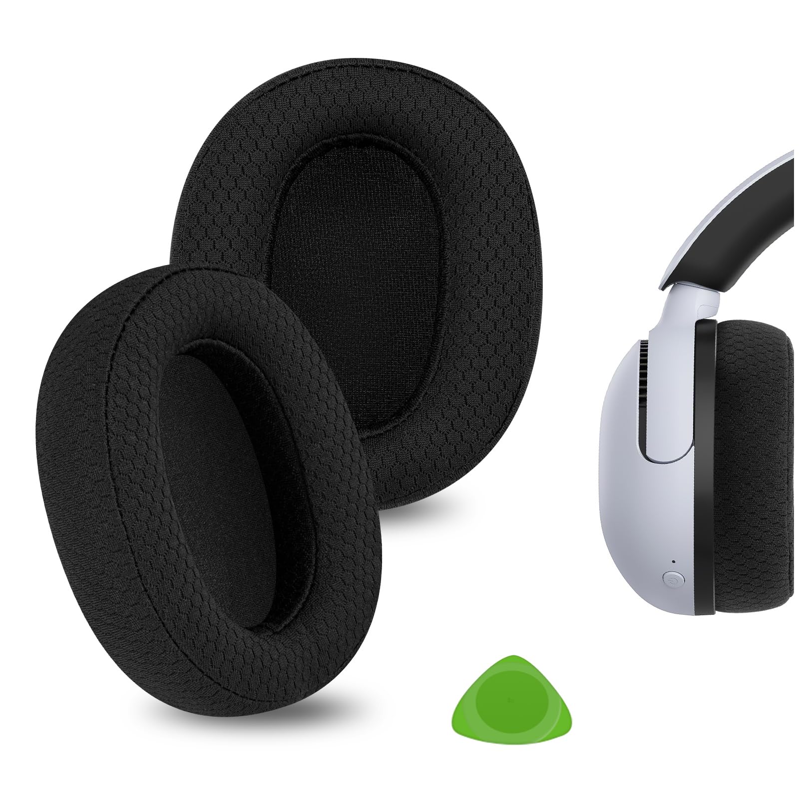 Geekria Comfort Mesh Fabric Replacement Ear Pads for Sony INZONE H5 (WH-G500) Headphones Ear Cushions, Repair Parts (Black)