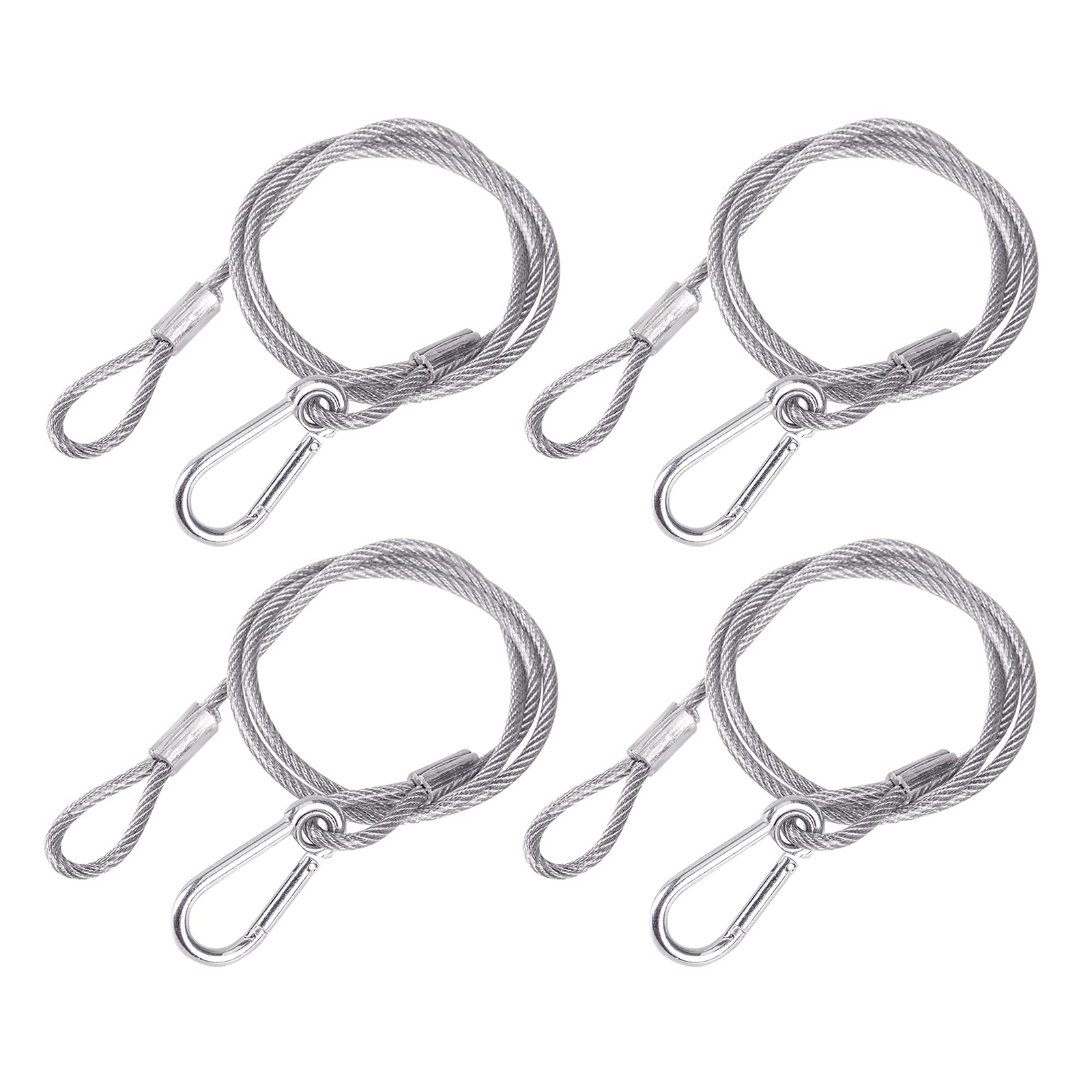 4Pack Stainless Steel Picture Hanging Wire Rope 4mm/0.157"-85cm/33.46" Stage Light Safety Cables Lighting Safety Chains for Hanging Lights Dj Truss Lighting Clamp