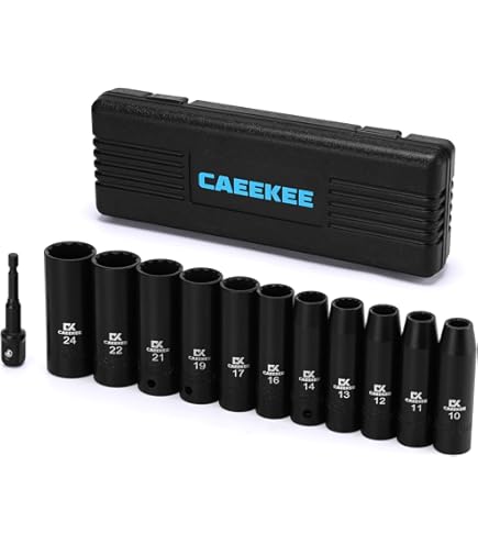 TecoTek 12 Pieces 1/2-Inch Drive Deep 12-Point Metric Impact
