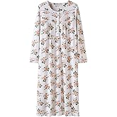 Keyocean Nightgowns for Women, Soft 100% Cotton Knit Nightgowns, Comfy Long-Sleeve Ladies Sleepwear Gown for Mom