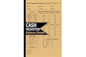 Cash Register Balance Sheets: Cashier Daily Drawer Count Log Book For Tracking Currency, Coin And Deposit Report Forms