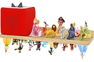 PHOENANCEE for Tonies Shelf Magnetic,for Tonie Figures Wall Shelves,for Toniebox Shelf Audio Toy Figurine Holder Organizer (Storage 36 Character),Compatible Charging Station for Kid's Room,Oak,1 Tier