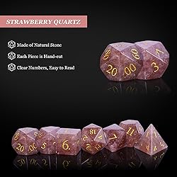 UDIXI Strawberry Quartz Gemstone Dice Set, Stone