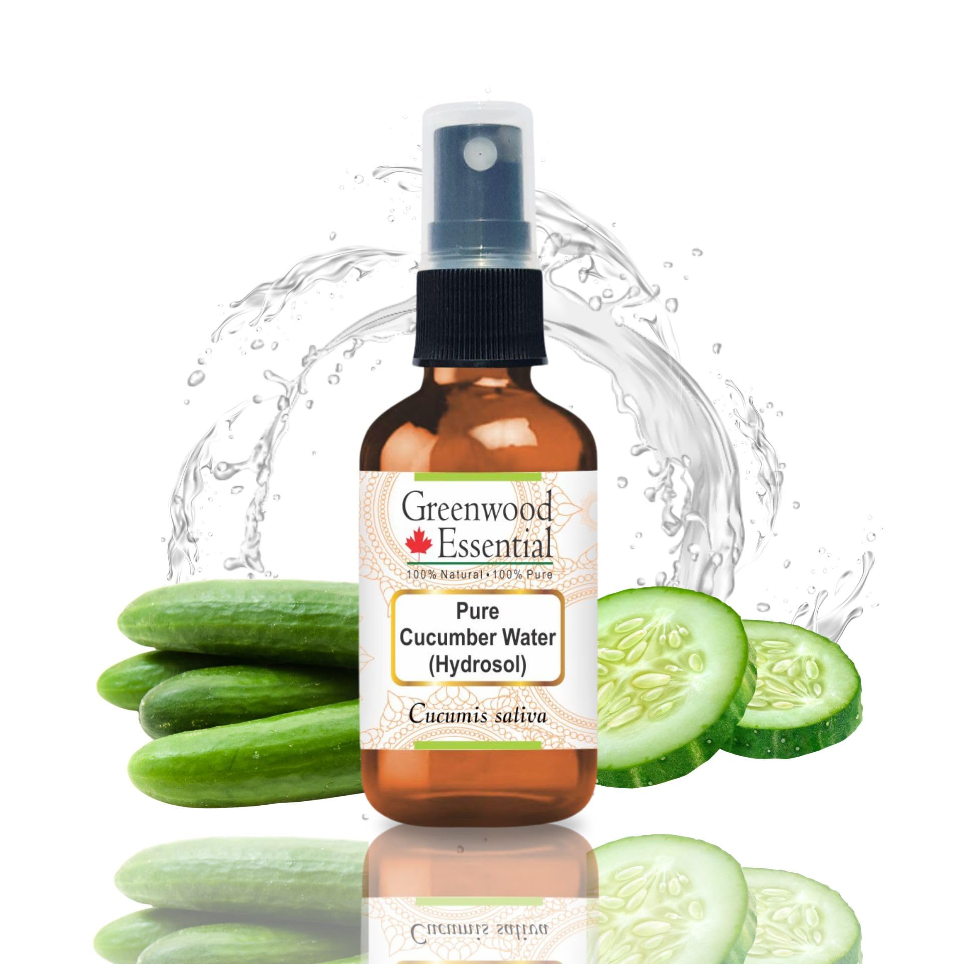 Greenwood Essential Pure Cucumber Water (Hydrosol) (Cucumis sativus) 100% Natural Therapeutic Grade 100ml (3.38 oz)
