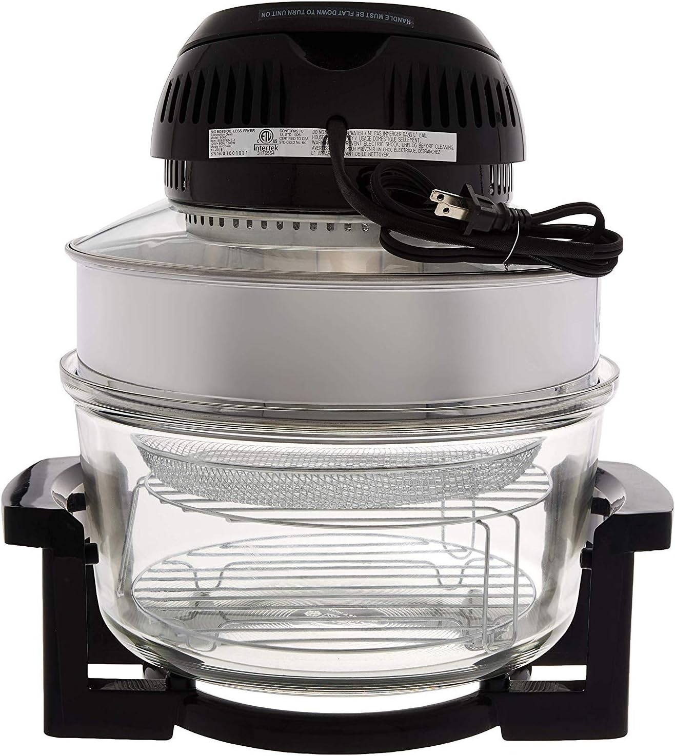 Amazon Com Big Boss Oil Less Air Fryer 16 Quart 1300w Easy Operation With Built In Timer Dishwasher Safe Includes 50 Recipe Book Black Deep Fryers Kitchen Dining