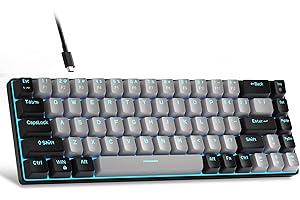 MageGee Portable 60% Mechanical Gaming Keyboard, MK-Box LED Backlit Compact 68 Keys Mini Wired Office Keyboard with Blue Swit