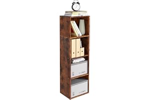 NewBeth Wooden 4 Cube Storage Organizer, 4 Tier Storage Cubes Storage Display Cubby, 42 Inch Tall Versatile Cubes Shelf and Cubby Organizer for Any Space (Retro Brown, 4 Cube-W(11.8inch)