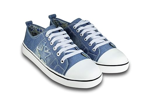 women's blue denim sneakers