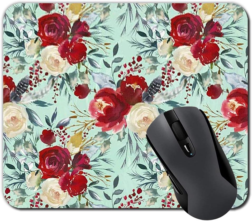 Amazon Com Watercolor Floral Mouse Pad Red Roses Mint Boho Design Boho Decor Office Desk Accessories Office Decor Teacher Gifts Office Supplies Office Products