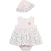 Little Me Clothes for Baby Girls' Popover Bodysuit Dress and Hat Set, 3-12 Months