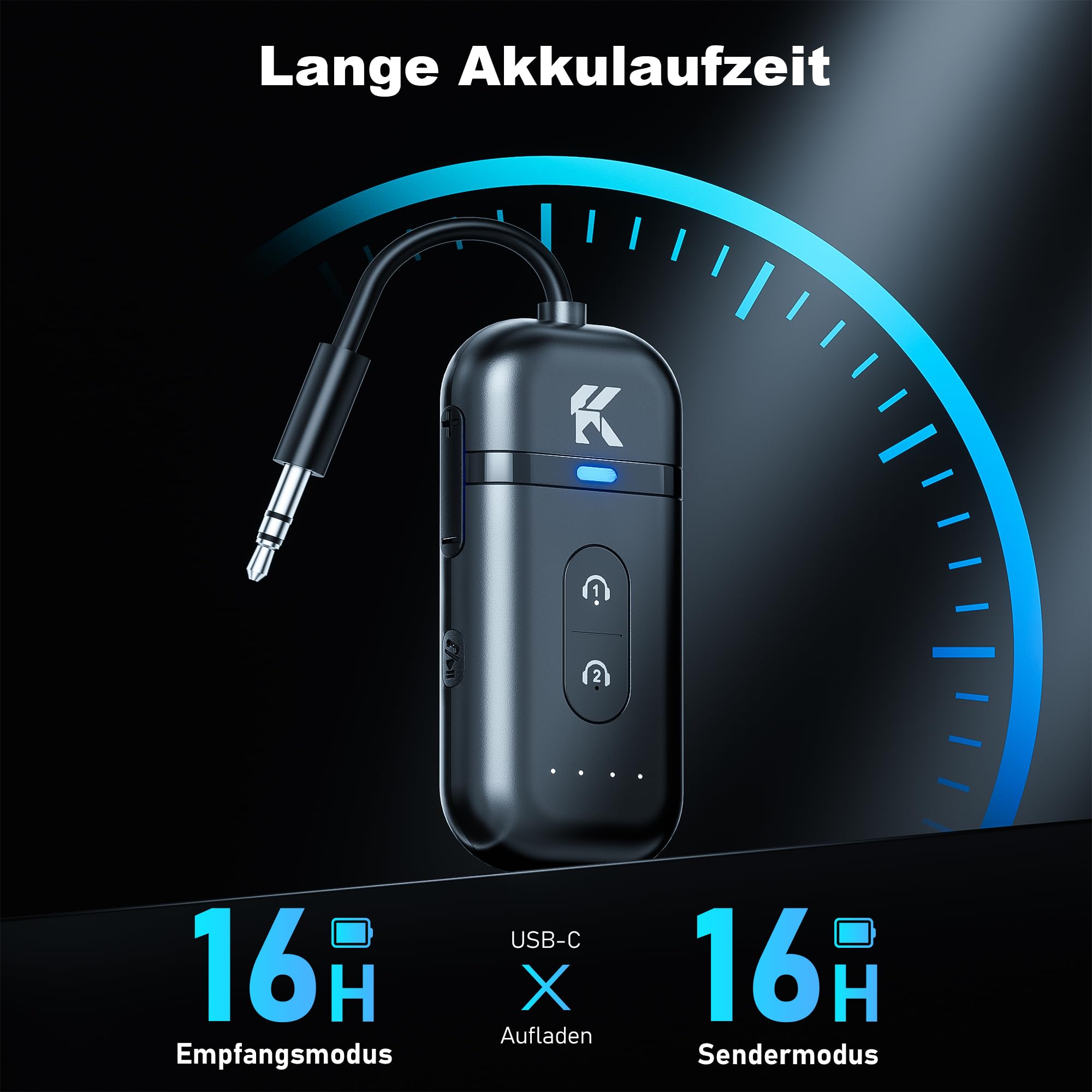 2-IN-1 Bluetooth 5.4 Adapter Transmitter, Blue-Tooth Splitter für 2 Kopfhörer wie Airpods,Bluetoo th Adapter, with 3.5mm Aux Audio Jack for Travel, Aviation, Television, Flugzeug,TV, Audio, Car 4