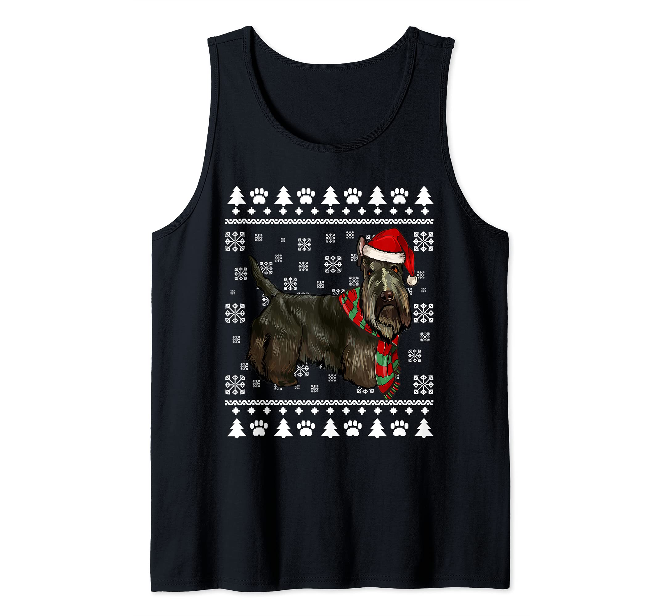Scottish Terrier Dog Santa Hat Xmas Ugly Christmas Tank Top