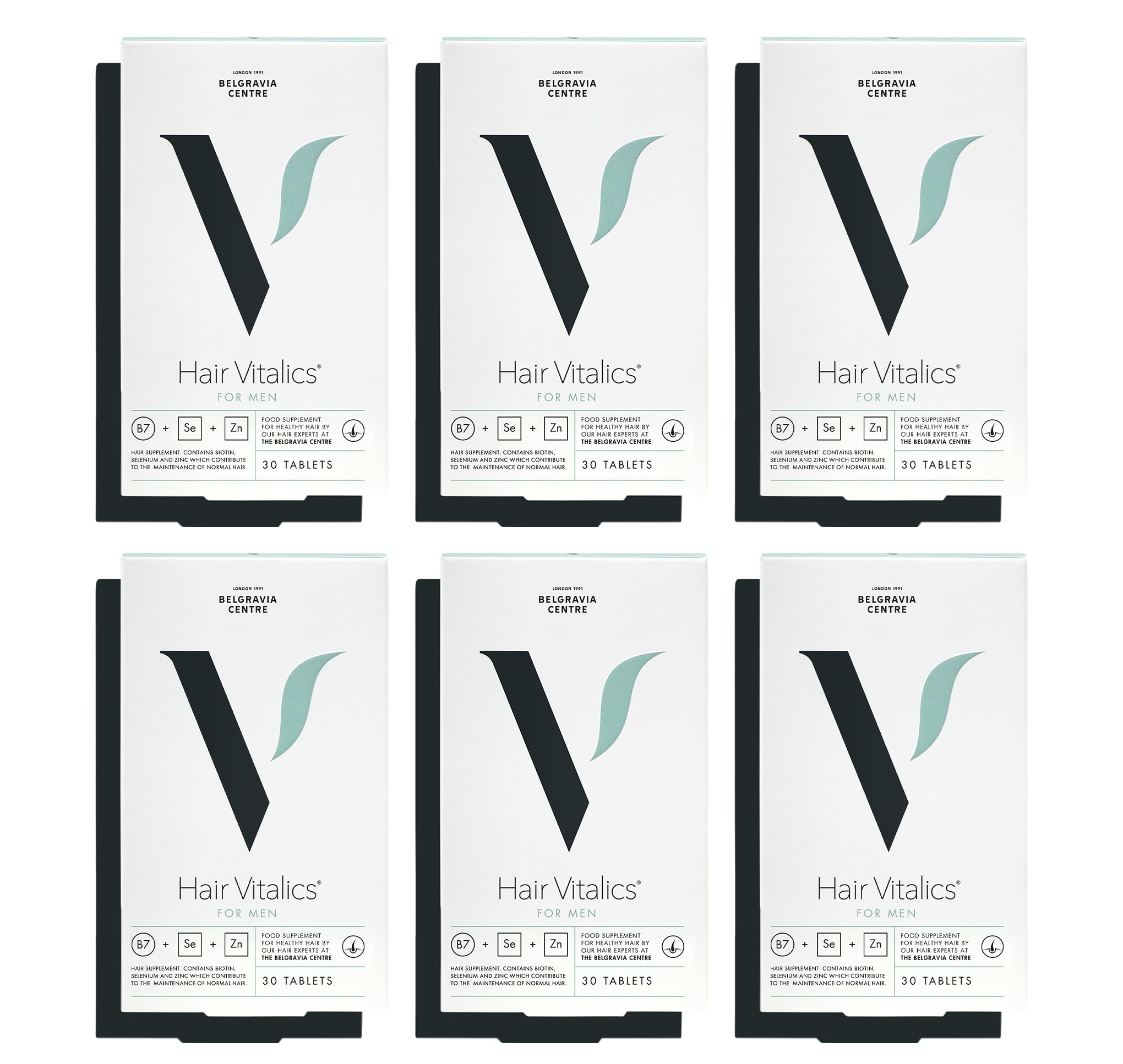 Hair Vitalics for Men (6 Month) - Hair Growth Supplement from The Belgravia Centre - The UK's Leading Hair Loss Clinic | Containing Pumpkin Seed Extract, Biotin, Zinc, Selenium and More