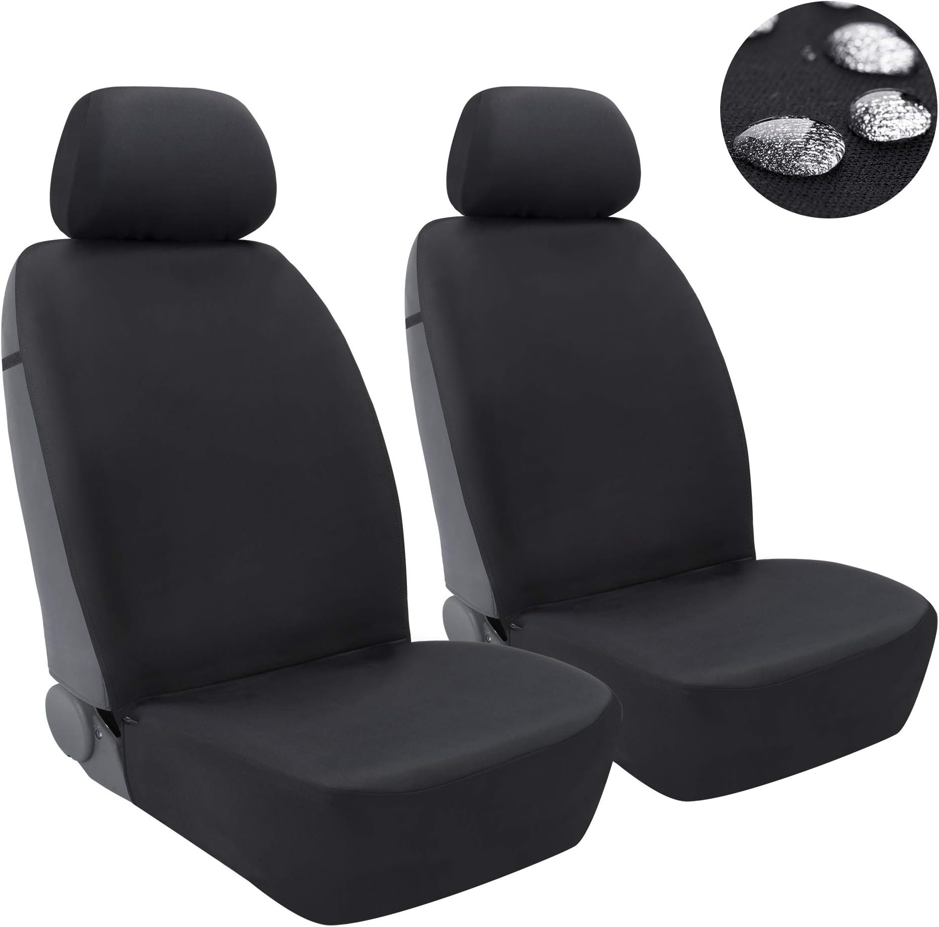 Elantrip Waterproof Neoprene Front Seat Cover for Cars Universal Car Seat Cover Protector Auto Trunk Black 2 PCS