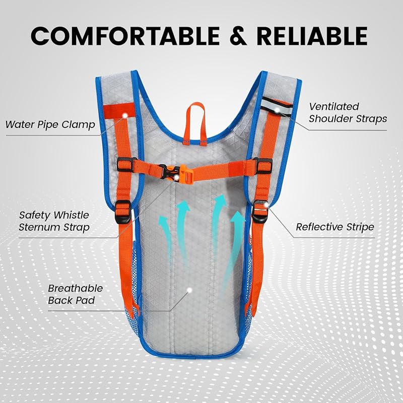 Zaino idrico per bambini, mini zaino con sacca d'acqua da 1,5 l, per escursionismo, ciclismo, corsa, blu