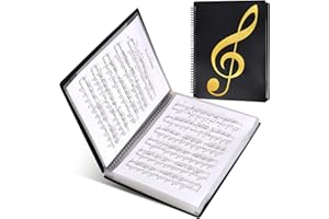 Fansjoy Sheet Music Folder, 60 Pages Capacity, Sheet Music Binder/Holder, Spiral Binder Organizer for Sheet Music Storage, Fits Letter Size 8.5 x 11 in/ A4, Writable & Detachable Choir Folder (Black)
