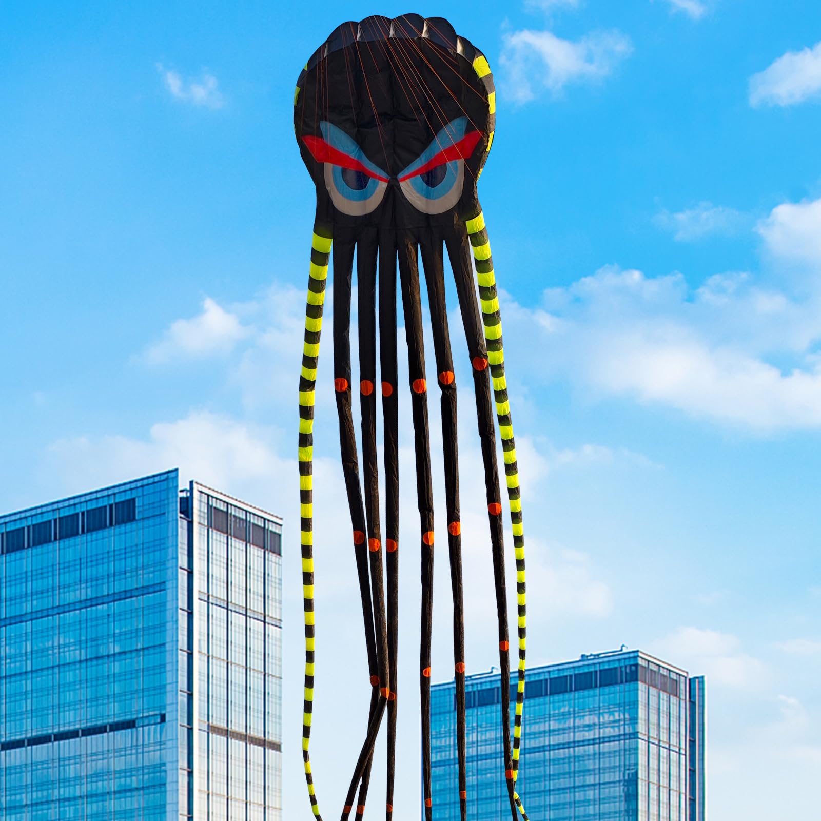 Photo 1 of 3D 26ft Ultra Large & Funs Octopus Foil Kite with 1000D Kite String, Beach Park Outdoor Fun Beach Trip Great Gift to Kids Build (Black)