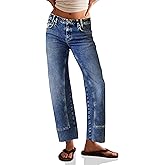 Cicy Bell Womens Straight Leg Stretchy Jeans High Waisted Front Seam Cropped Ankle Denim Pants with Pockets
