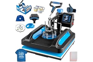 Leomru 5 in 1 Heat Press Machine, Heat Press 15x15, Multifunction T Shirt Press Machine, 360-Degree Swing Away Sublimation Heat Press Machine for T-Shirt Mugs Hat Cap Slide Out