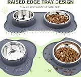 Pecute Double Stainless Steel Dog Bowls with Non-Slip Silicone Mats Grey (26 & view 3