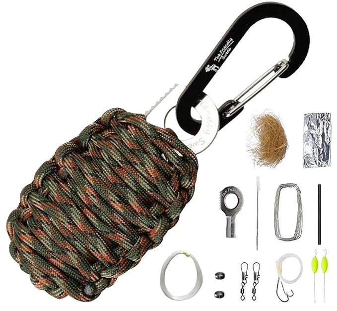 The Friendly Swede Paracord-Survival-Kit - 11-teilig mit Karabiner und Messer