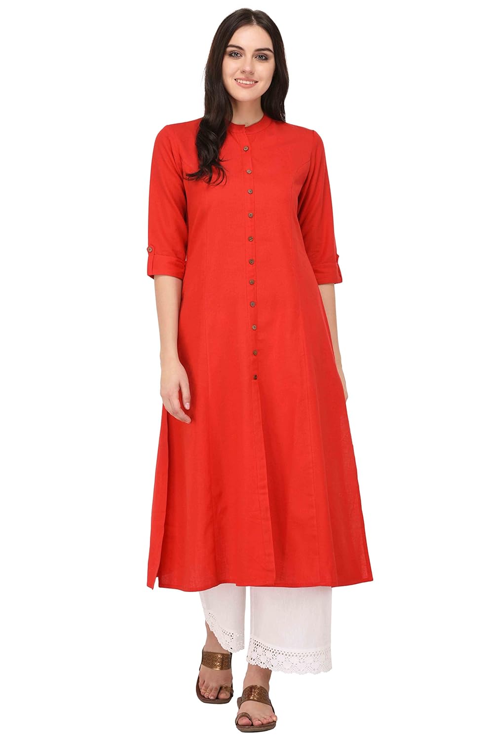 pistaa's women's cotton solid kurta (kwtred_xs)
